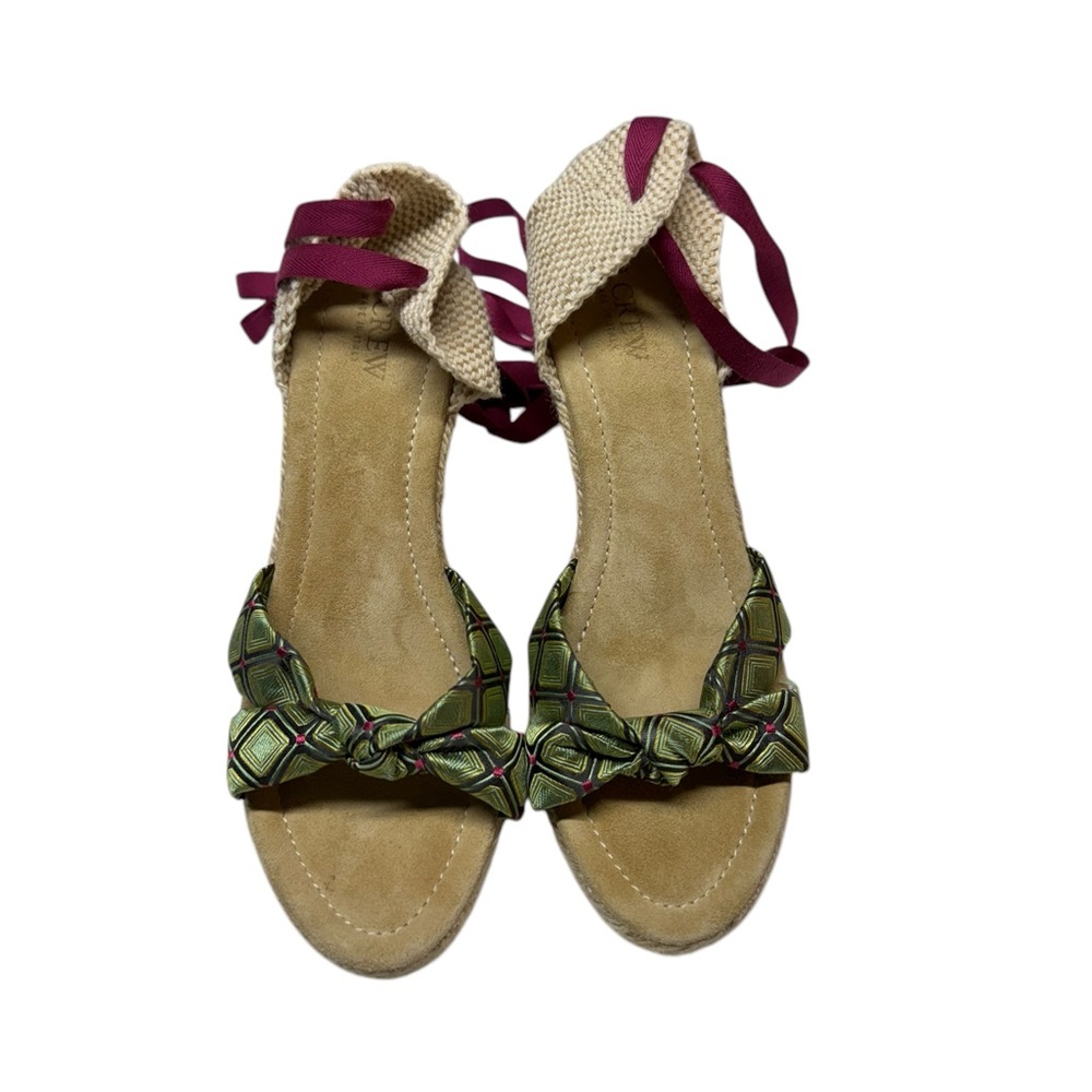 J. Crew Espadrilles with Green and Burgundy Accents - Picture 2 of 10